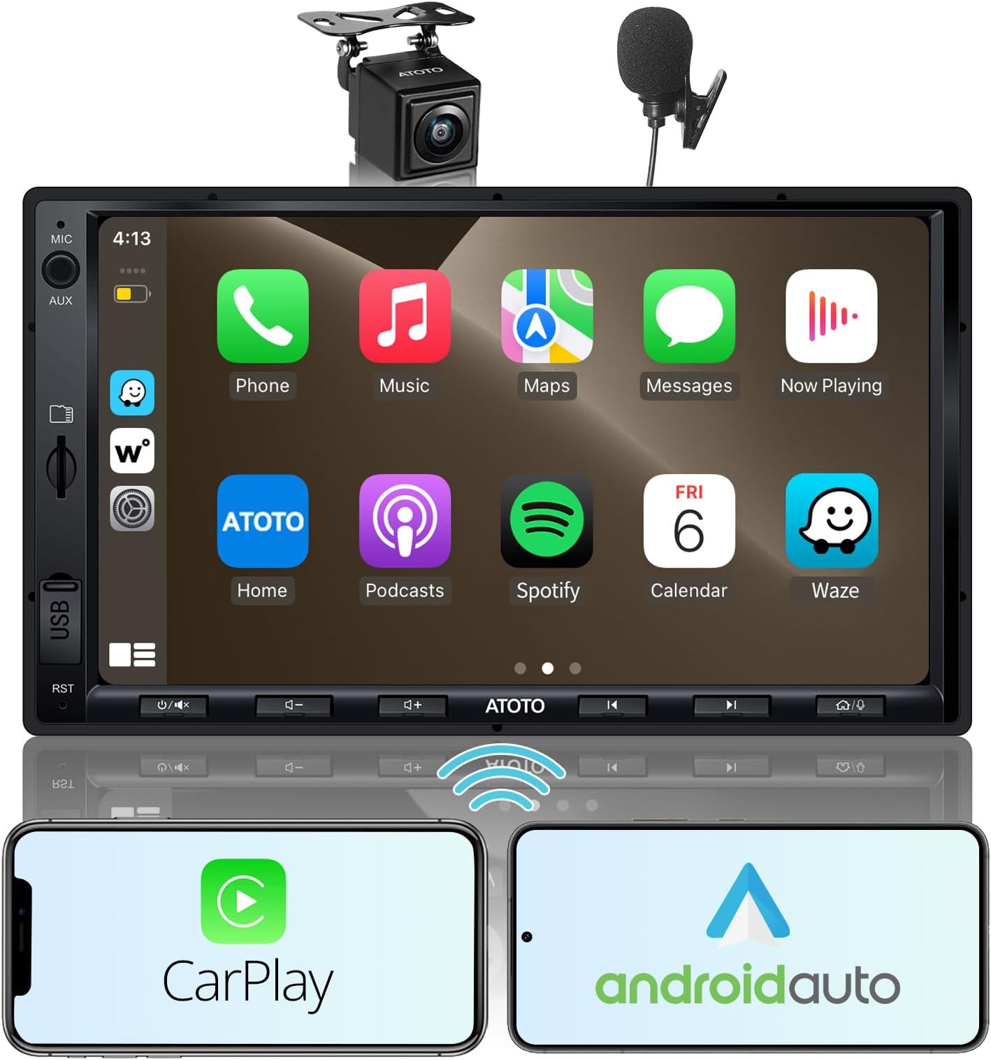 [Upgrade] ATOTO Double Din Car Stereo with Wireless CarPlay, Wireless Android Auto,7in IPS Touchscreen,Bluetooth, Phone Mirroring, HD LRV Camera, FM/AM/SWC, USB Video & Audio,F7G2A7WE-S01