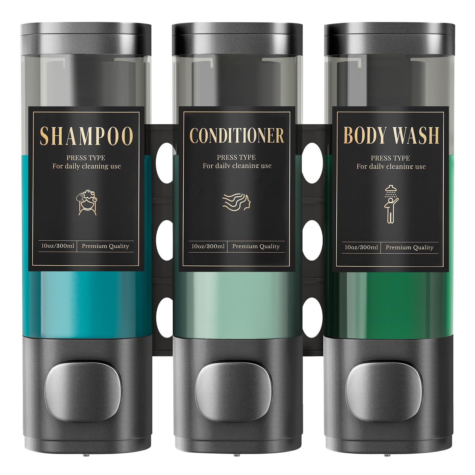 Luxspire Shampoo- und Spülungsspender, Duschseifenspender mit 3 Kammern