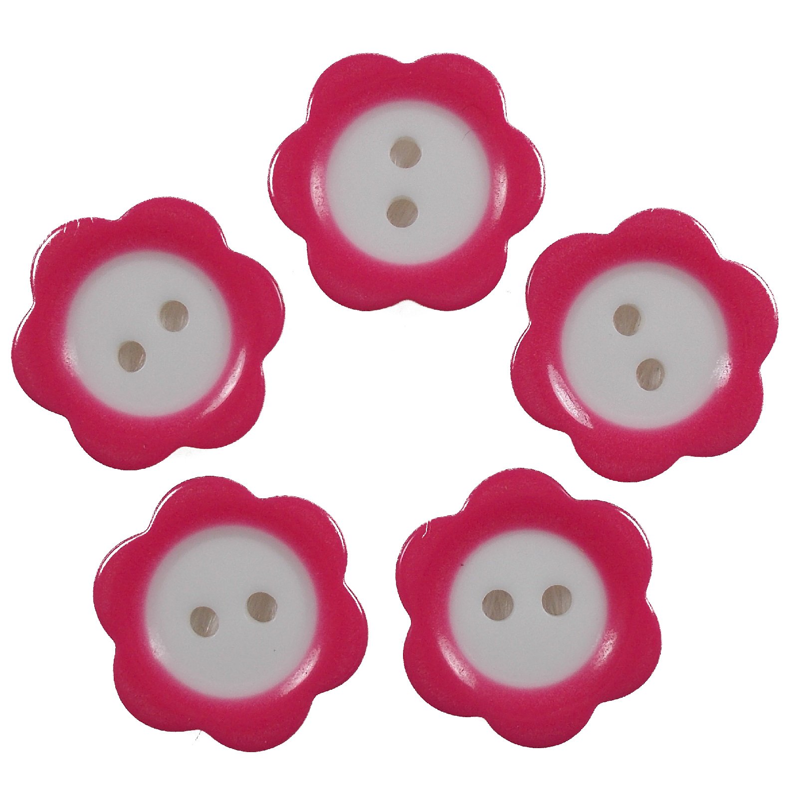 Push The Button Pink Colour Rim Daisy Flower Plastic Buttons 20Mm (, 5)