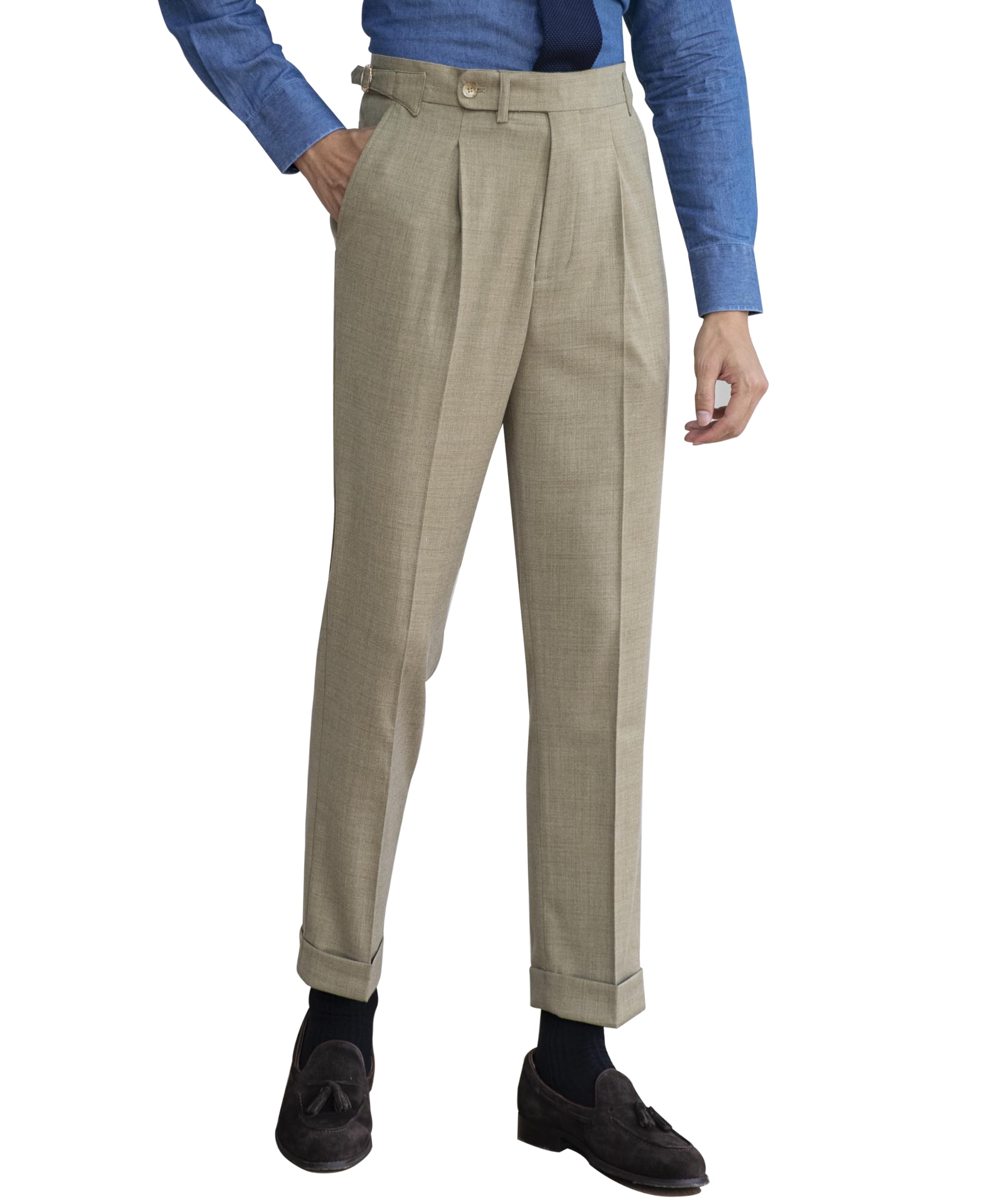 CHOKMAR Men's Gurkha Naples Italian Style Dress Pants, Olive, 29W