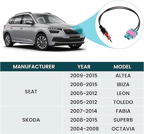 Miniatura 5 de Anina Adaptador doble Fakra macho a DIN ISO compatible con Audi Volvo VW Seat Skoda coche DIN Motorola Tipo