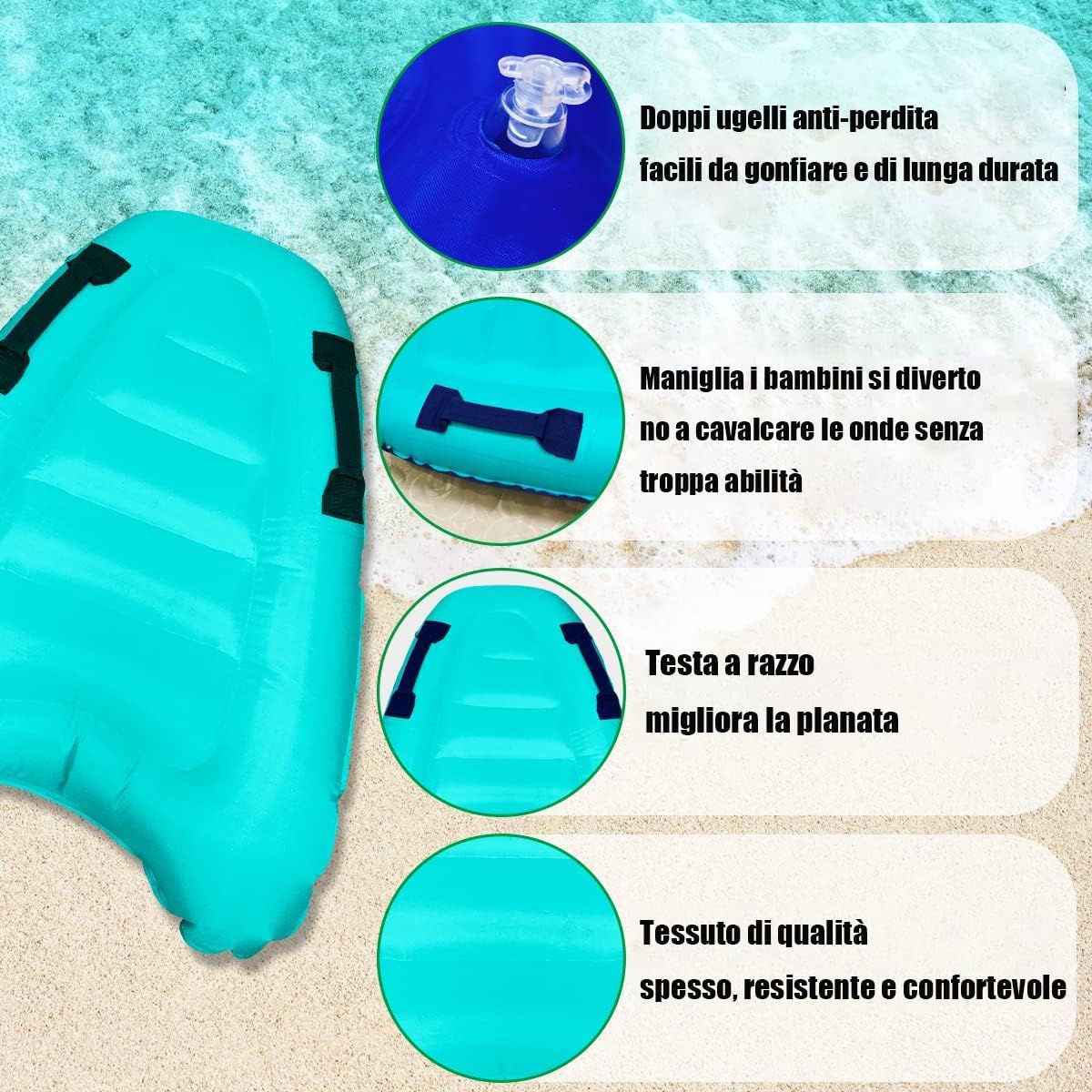 Planche de corps gonflable, palme de flotteur gonflable portable, planche de surf pour la natation, l'apprentissage, tapis auxiliaire pour piscine, piscine