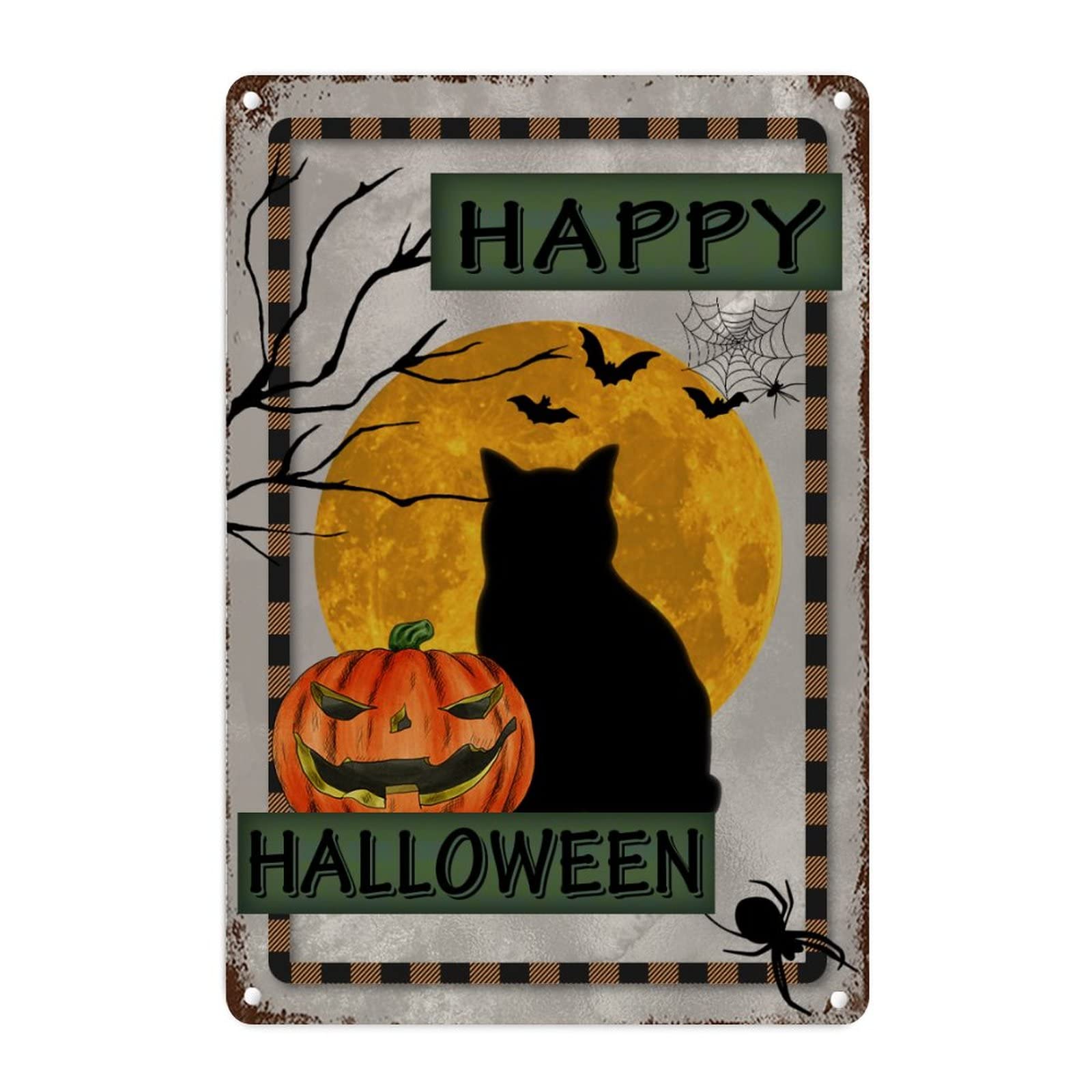 Plaque murale en métal Happy Halloween pour habiller un mur vide sans effort