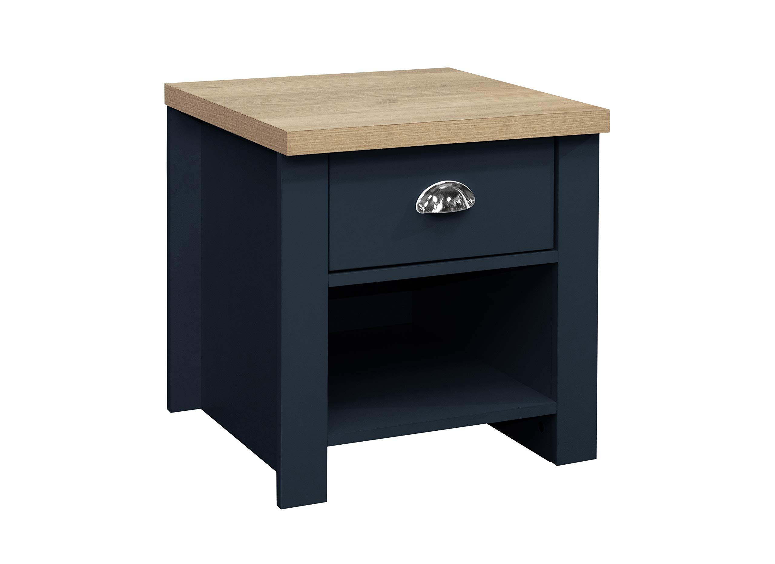 Birlea Highgate 1 Drawer Lamp Table Navy Blue & Oak Effect