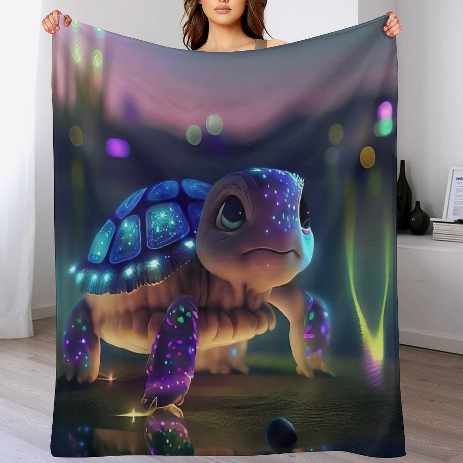 Couverture tortue mignonne en flannel douce plaid canape et lit cocooning de 180x200cm