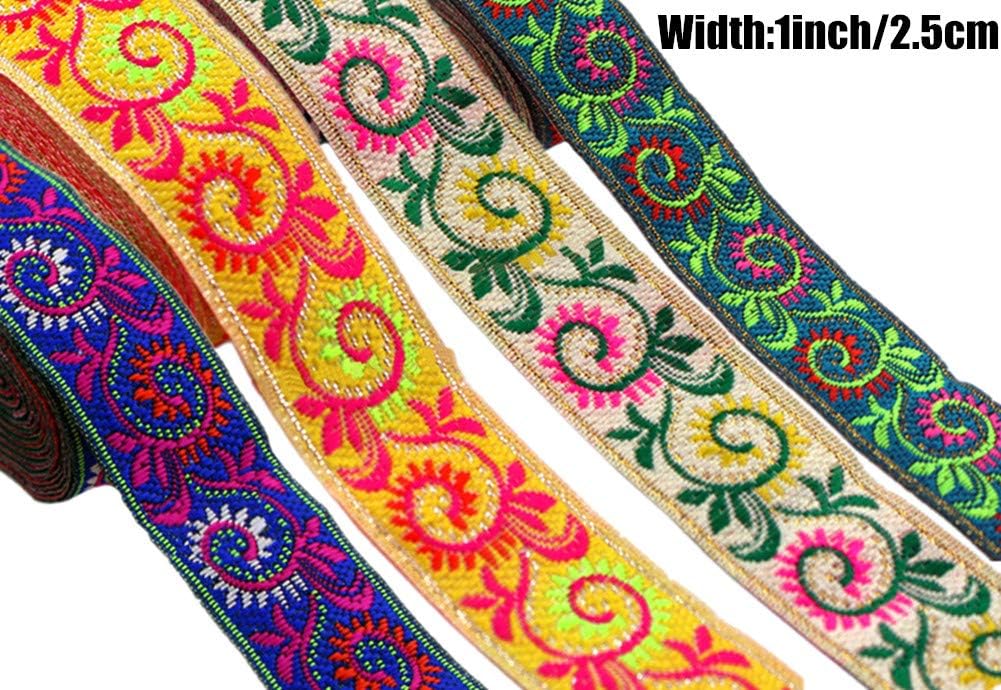 MSCFTFB Pasley Patterns Jacquard Ribbon Woven Fabric Ribbons Fabric Trim Fringe for Apparel Accessories Embellishment Straps Belts Collars DIY Fabric Craft Width 1inch by 7.6yards (Royal Blue) image 2