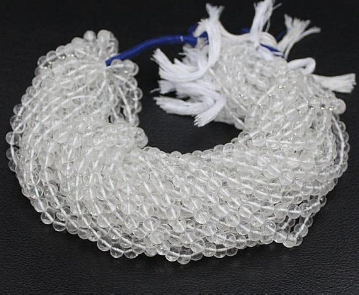 Quartz cristal perles rondes naturelles 6mm-7mm fil transparent blanc minéral