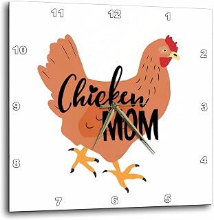 3dRose Wall Clock Silent - 10 inch - Chicken Mom - Designs Text Art