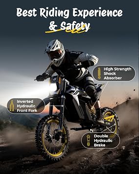 3500W Peak Electric Dirt Bike for Teens & Adults, 37MPH Electric Off-Road E-Bike with 48V 21Ah Battery, Up to 55 Miles Range, Dual Suspension, Hydraulic Brakes, 400LBS Load, Fit Age 13+