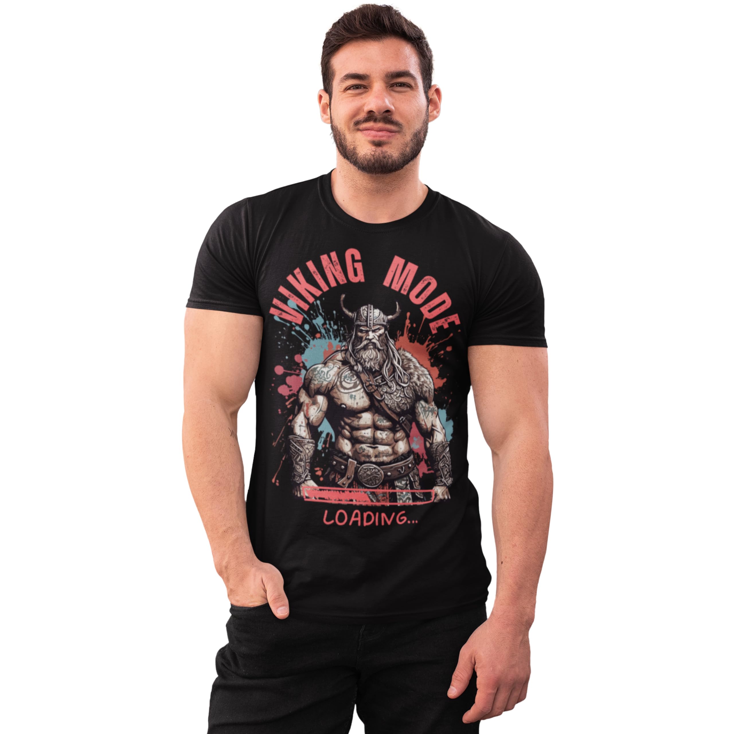 IRONCLAW™Unisex Fitness Tshirt| Viking Mode Loading | 100% Cotton (M) Black