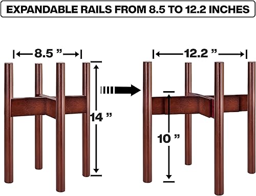 Miniatura 2 de ZPirates Soporte de madera para plantas de interior y exterior, 14 pulgadas de alto, ajustable hasta 12 pulgadas de ancho de largo, soporte para