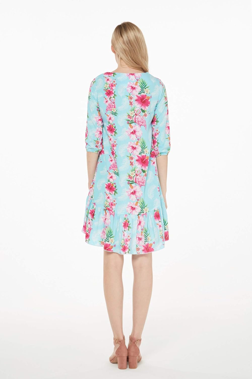 Matchable Family Hawaiian Luau Men Women Girl Boy Clothes in Pink Hibiscus Vine Turquoise - Image 3