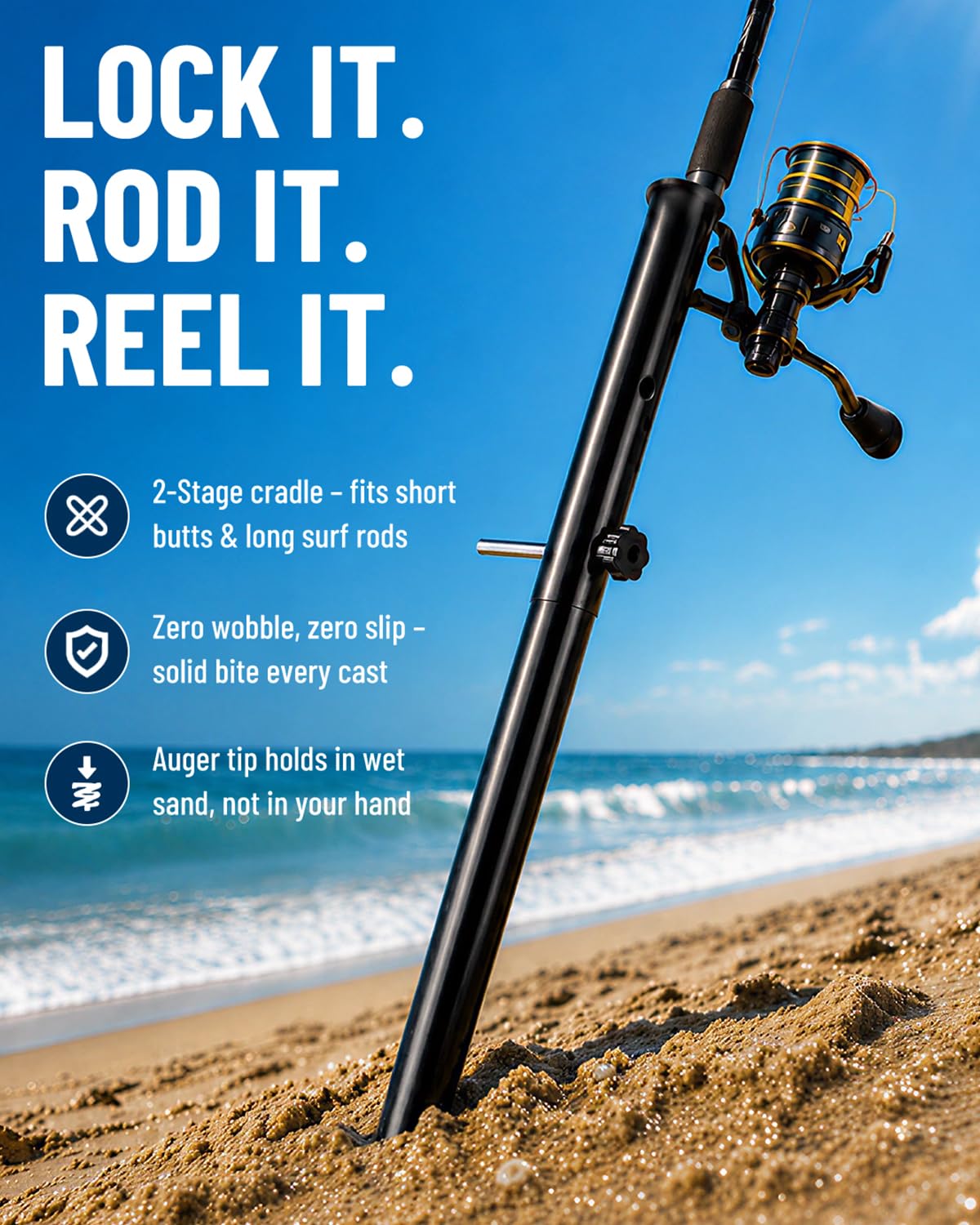 SPARKWHIZ Supports de canne à pêche en aluminium avec pointes de sable
