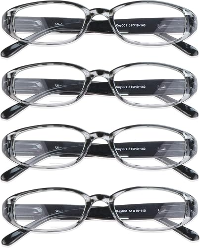 VisionGlobal 4 Pairs5 Pairs Reading Glasses with Spring Hinge, Blue Light Blocking Glasses for WomenMen
