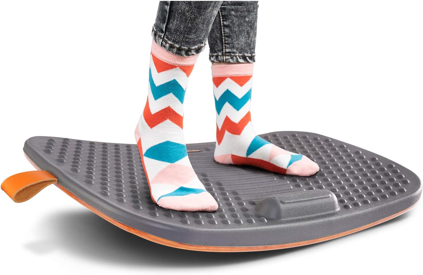 FEZIBO Standing Desk Mat with Anti Fatigue Bar, Wooden Wobble Balance Board with Ergonomic Design Comfort Floor Mat