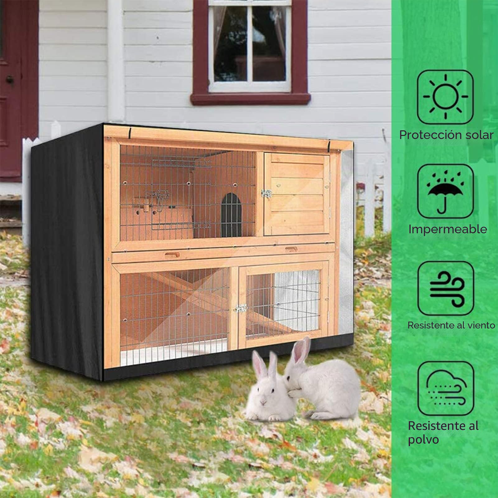 Cubierta para conejera, tela Oxford 210D, conejera impermeable, protección contra el polvo, cubierta de conejera de doble capa, protección contra el polvo para rubbits, hámsters, mascotas 122 x 50 x