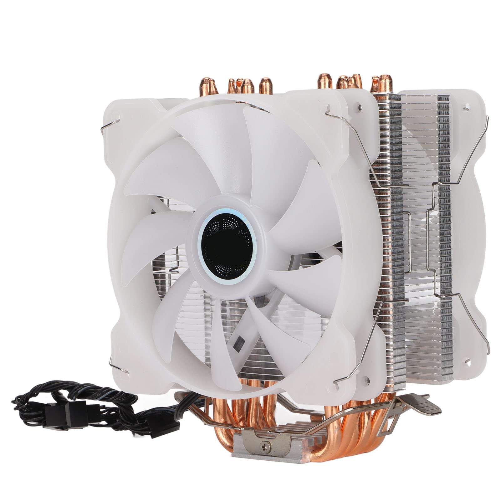 RGB CPU Cooler, Heat Pipes White Frame CPU Fan Widely Compatible Direct  Contact Technology for LGA 1150 for LGA 1151 for LGA 775(Dual fan)