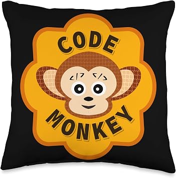Code Monkey Funny Computer Programming Nerd Throw Pillow