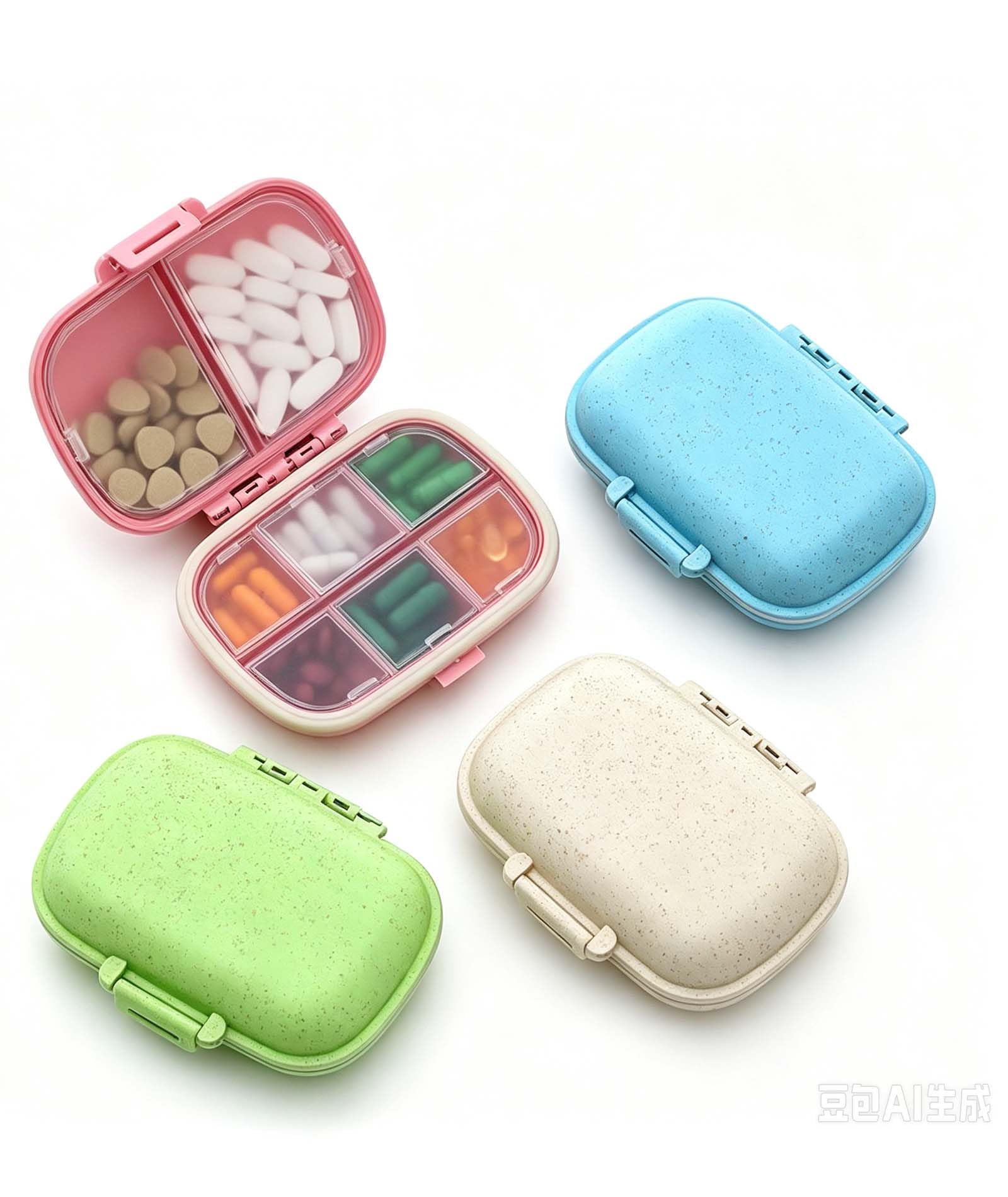 Pill Box, Medicine Box For Travel, Tablet Box For Medicine, 3 Piece Set With Multiple Compartments For Daily Medications And Supplements, Available In Blue, Green, And Pink Colors-image-6