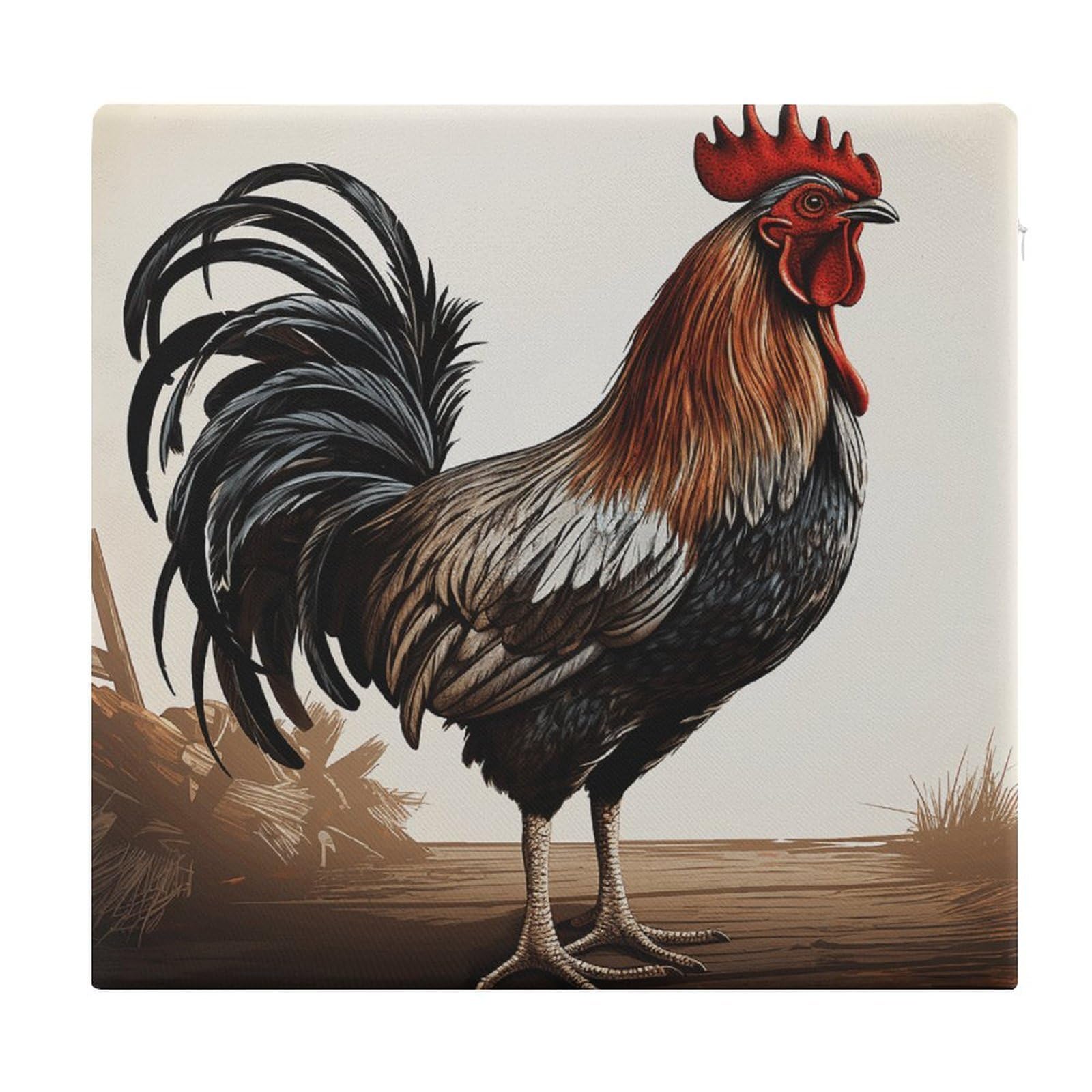 VstaDank Rooster Chair Cushion for Dining Chairs Breathable Square Chair Pads Non-Slip Seat Cushions Memory Foam Pad Floor Pillow for Meditation Or Yoga 13.8”x15”