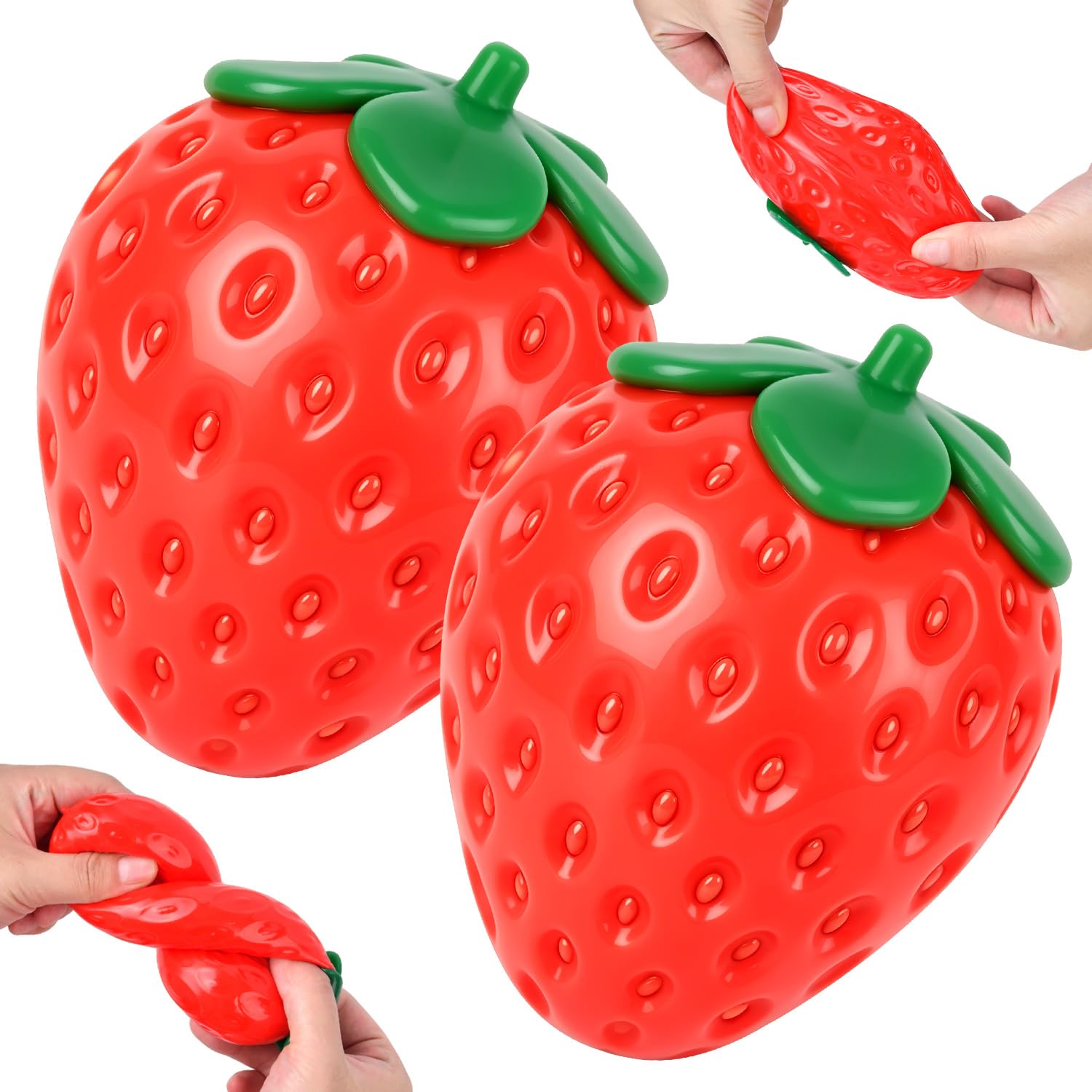 Jadyon Giant Strawberries Squishy Toy, Jumbo Realistic Butter Squishy
