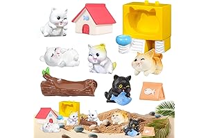 10-Piece Dollhouse Decor Mini Cat Figurine Set