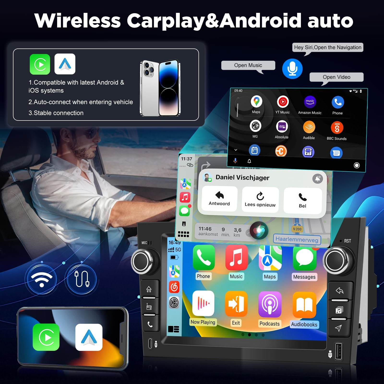 [4+64G] Radio Android per Opel Corsa Astra Zafira Meriva Vivaro Combo Tigra TwinTop: 7 Pollici IPS Touchscreen AAA con Carplay Wireless e Android Auto, 5G/WiFi, GPS + Telecamera di Retromarcia