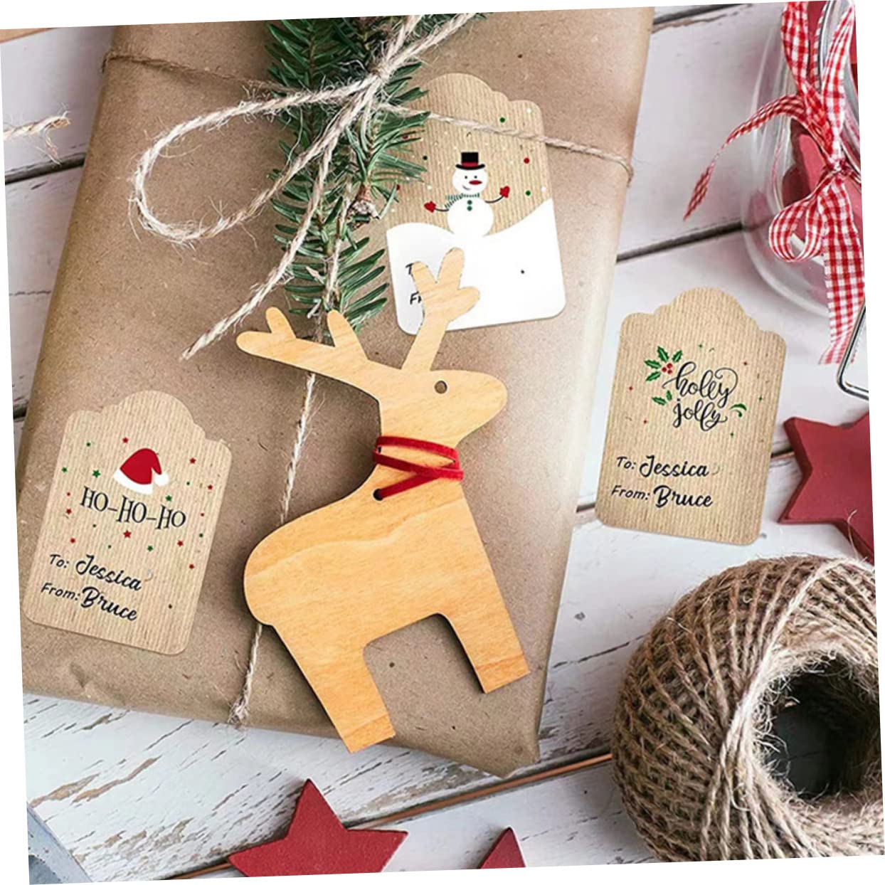 STOBOK 5rotoli Adesivi Natalizi Kraft Etichette Autoadesive Per e Decorazioni Design Per Facili Personalizzare e Utilizzare Occasione
