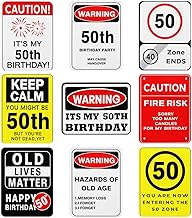 50th Birthday Decorations - 9PCS Over the Hill 50th Birthday Decorations for Men Women Funny You're 50 Birthday Signs for 50 Birthday Party Door Windows Yard Garden Decor Cheers to 50 Years Old Photo Booth Props