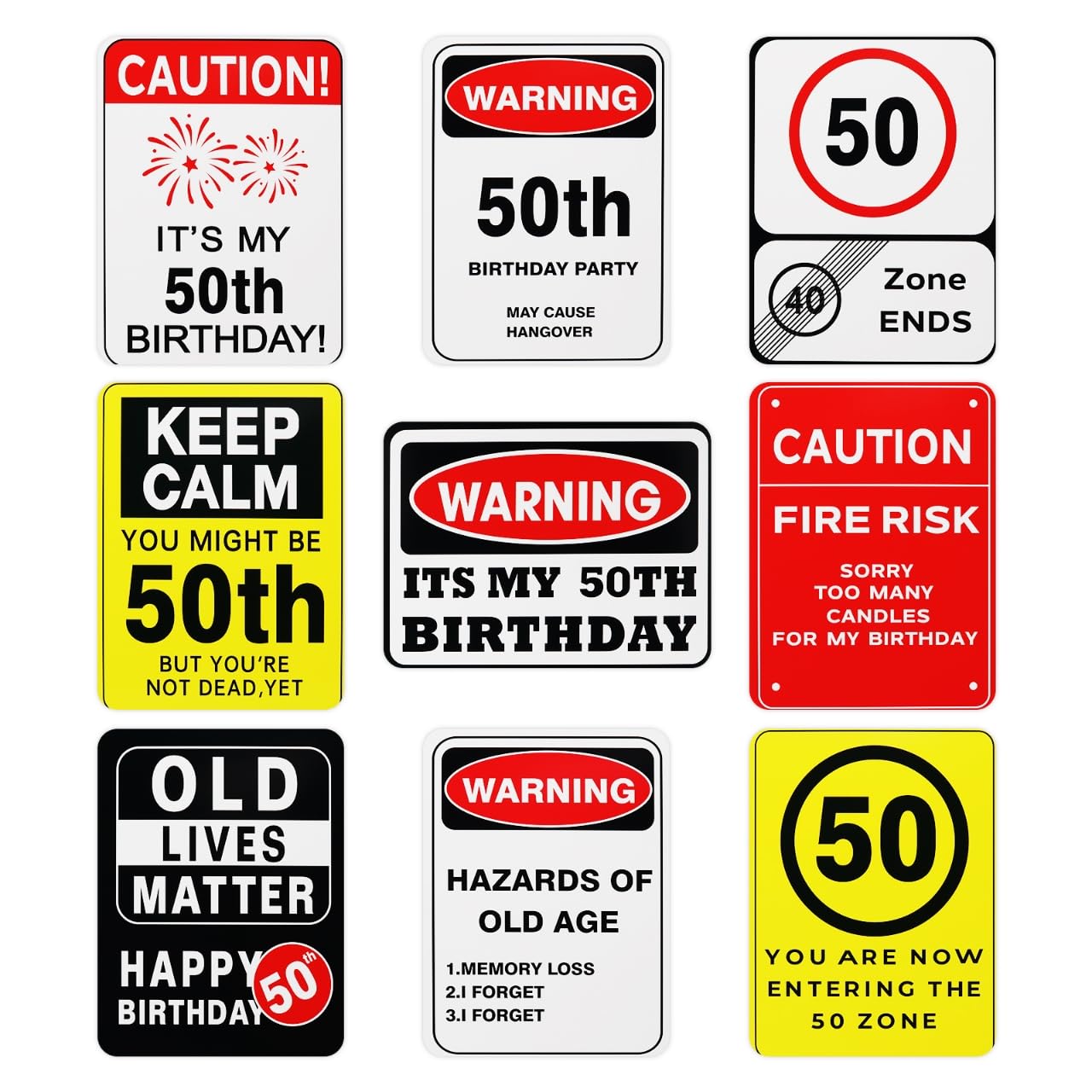 50th Birthday Decorations - 9PCS Over the Hill 50th Birthday Decorations for Men Women Funny You're 50 Birthday Signs for 50 Birthday Party Door Windows Yard Garden Decor Cheers to 50 Years Old Photo Booth Props