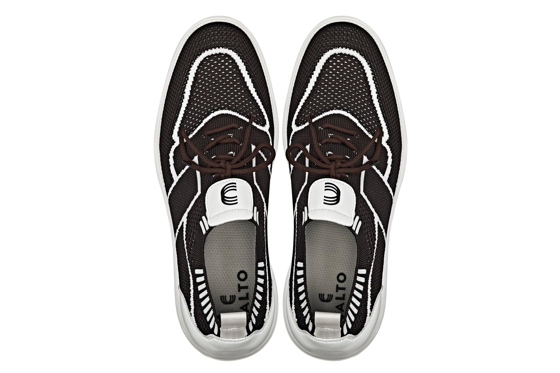 CALTO Zapatos de elevación invisibles para hombre con aumento de altura, ultraligeros, con cordones, deportivos, de punto, de 2.8 pulgadas más altos