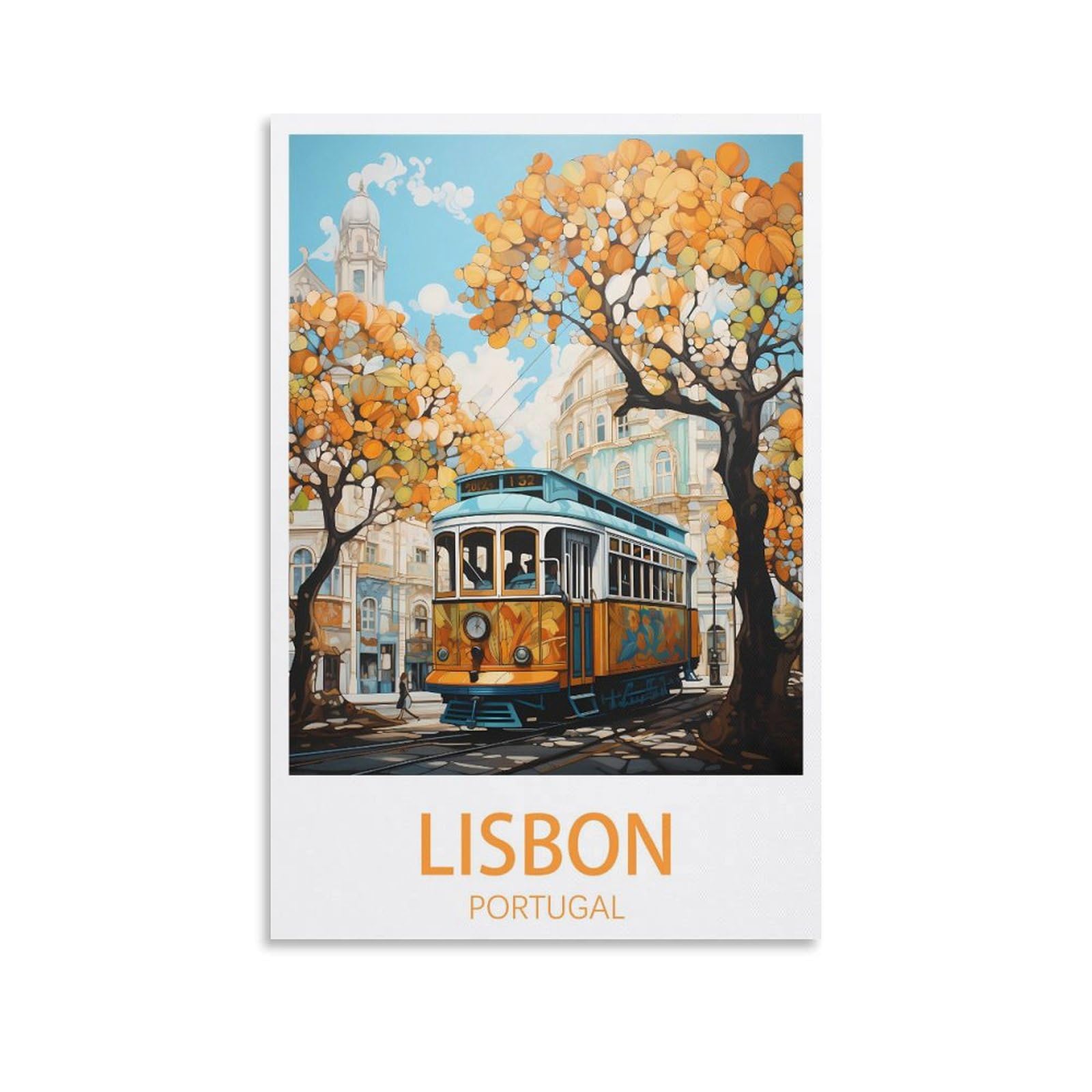 Lhjoiun Unframe-Style Portugal Lisbon Vintage Travel Posters 08X12inch(20X30cm) Art Canvas Print For Living Room Bedroom Home Decoration Modern Art