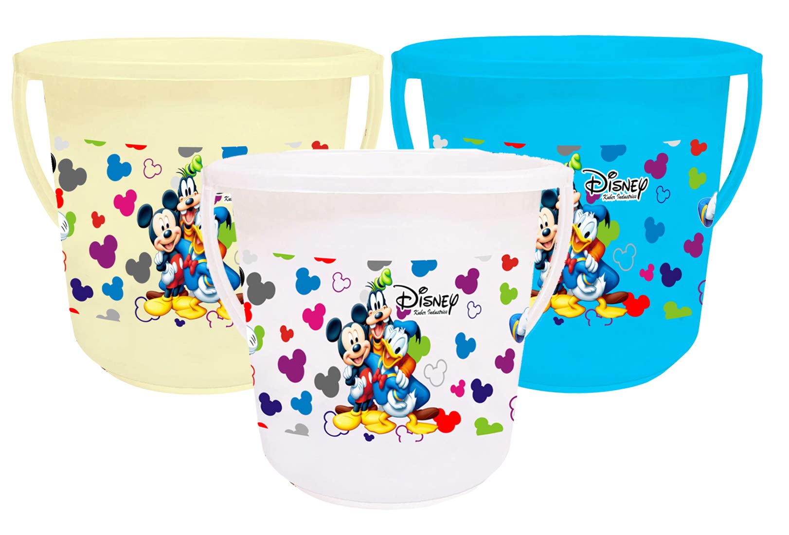 Kuber Industries Disney Team Mickey Print Unbreakable Virgin Plastic Strong Bathroom Bucket,16 LTR (Cream & Blue & White)-Pack of 3 -HS_35_KUBMARTS17435 (B08Y6ZXYV8) Amazon Price History, Amazon Price Tracker