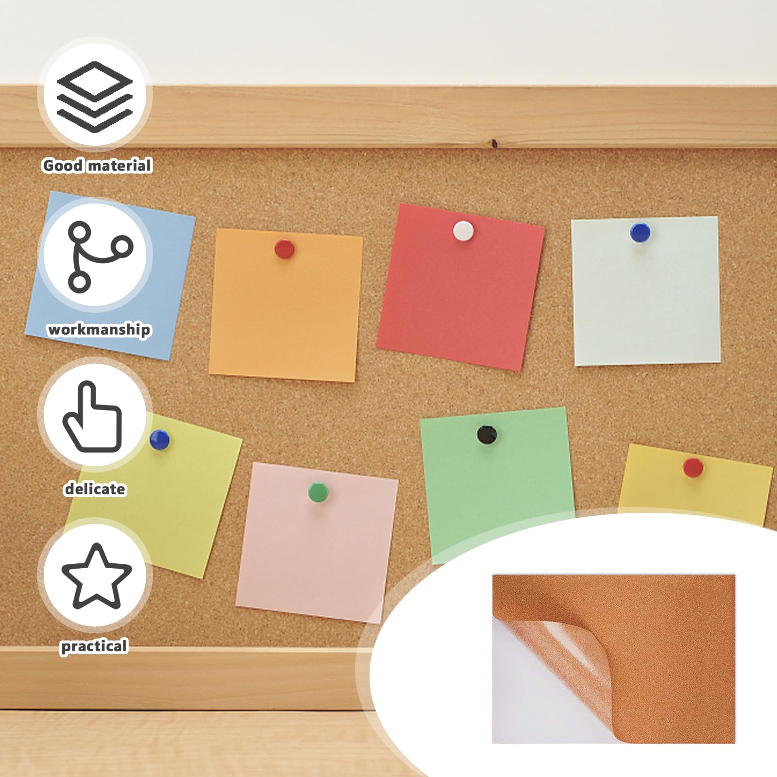 Sporgo Placas de Corcho Autoadhesivas 29,7 x 21 cm 3 mm para Manualidades Tableros de Notas