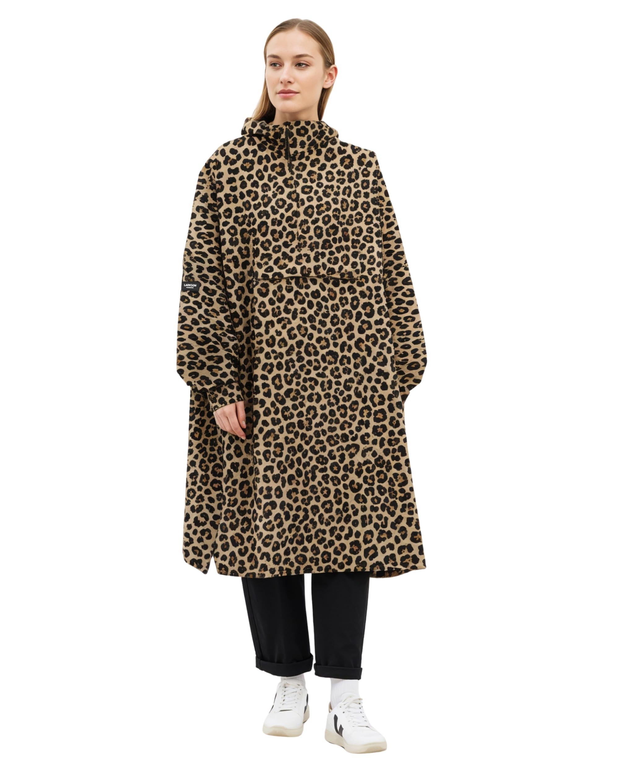 LARKSON Lykke Regenponcho voor dames en heren, regenjas voor fiets, outdoor festival, waterkolom 10.000 mm, waterdichte regenjas met gelaste naden, Luipaard effect, Eén maat