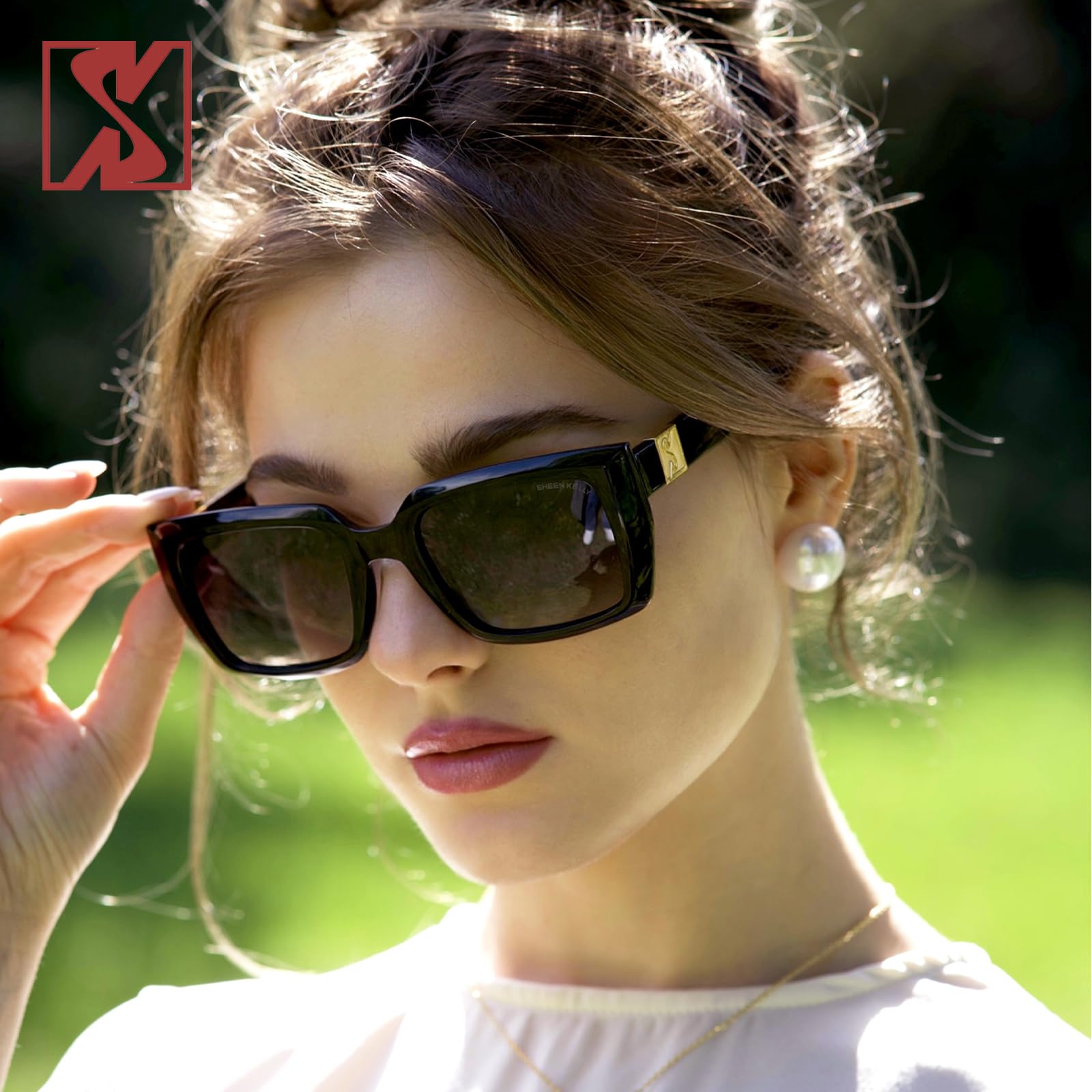 SHEEN KELLY Occhiali da sole retrò in acetato polarizzato da uomo e da donna, occhiali da sole quadrati, designer unici
