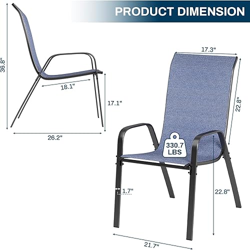 Miniatura 2 de MAMIZO Sillas de comedor para patio, silla Teslin apilable para todo tipo de clima, juego de sillas transpirables resistentes al aire libre, con