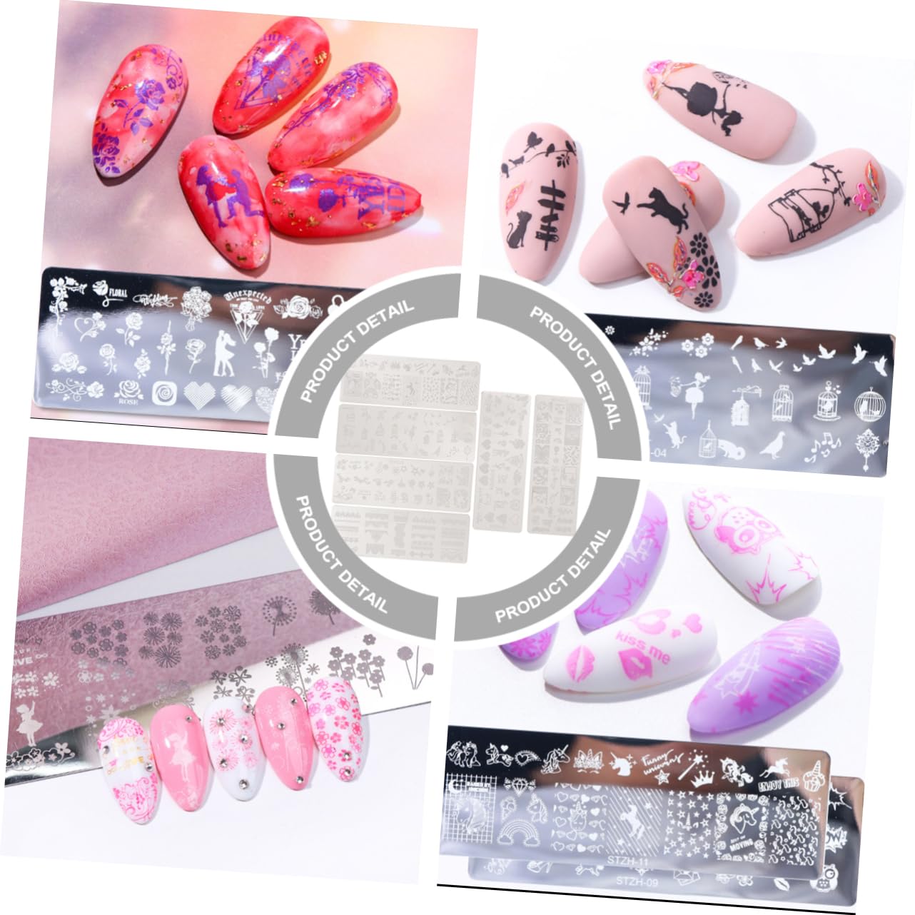 SHERCHPRY Plantillas De Estampado De Uñas Inoxidable Con Varios Para Decoración De Manicura 6 Piezas X 3