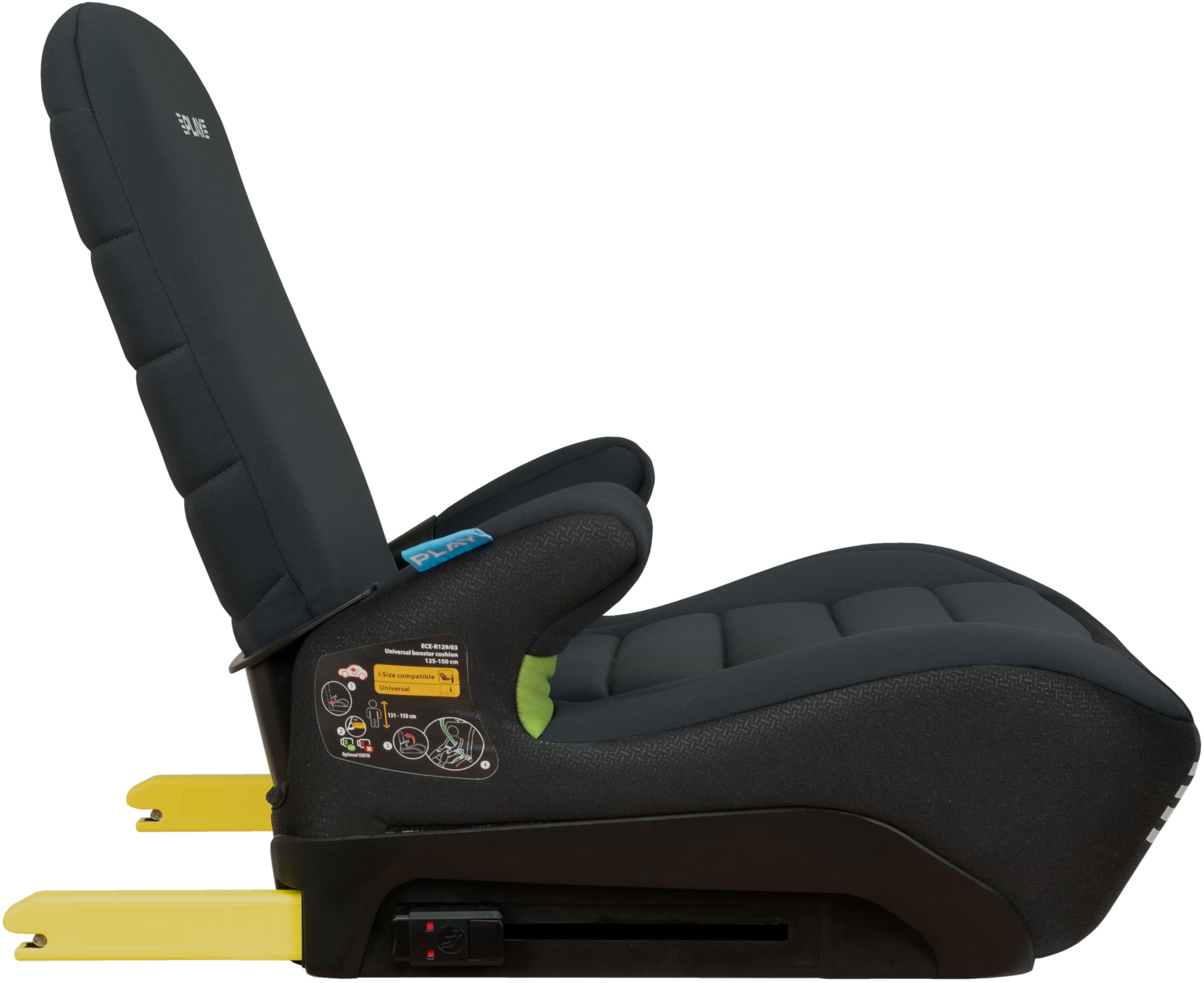 Play Three fix Evo. Elevador de coche para niños de 125-150 cm (6-12 años aprox) con respaldo e isofix (Negro)