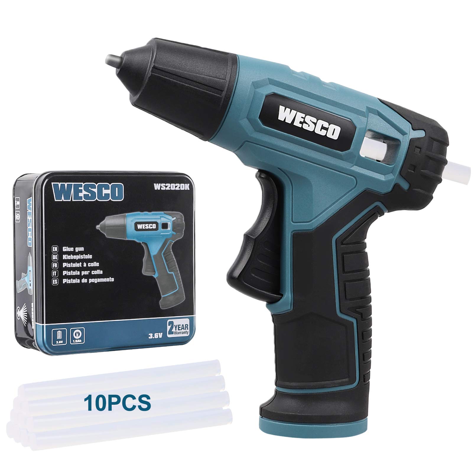 Cordless Glue Gun, WESCO 3.6V Hot Glue Gun with 10pieces Glue Stick 7mm