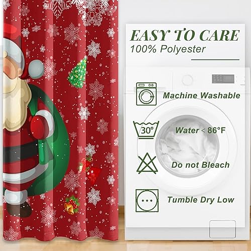 Miniatura 6 de AWERT Cortinas opacas de Navidad de Papá Noel para sala de estar, juego de 2 paneles de ojales plateados inoxidables, cortinas de ventana para