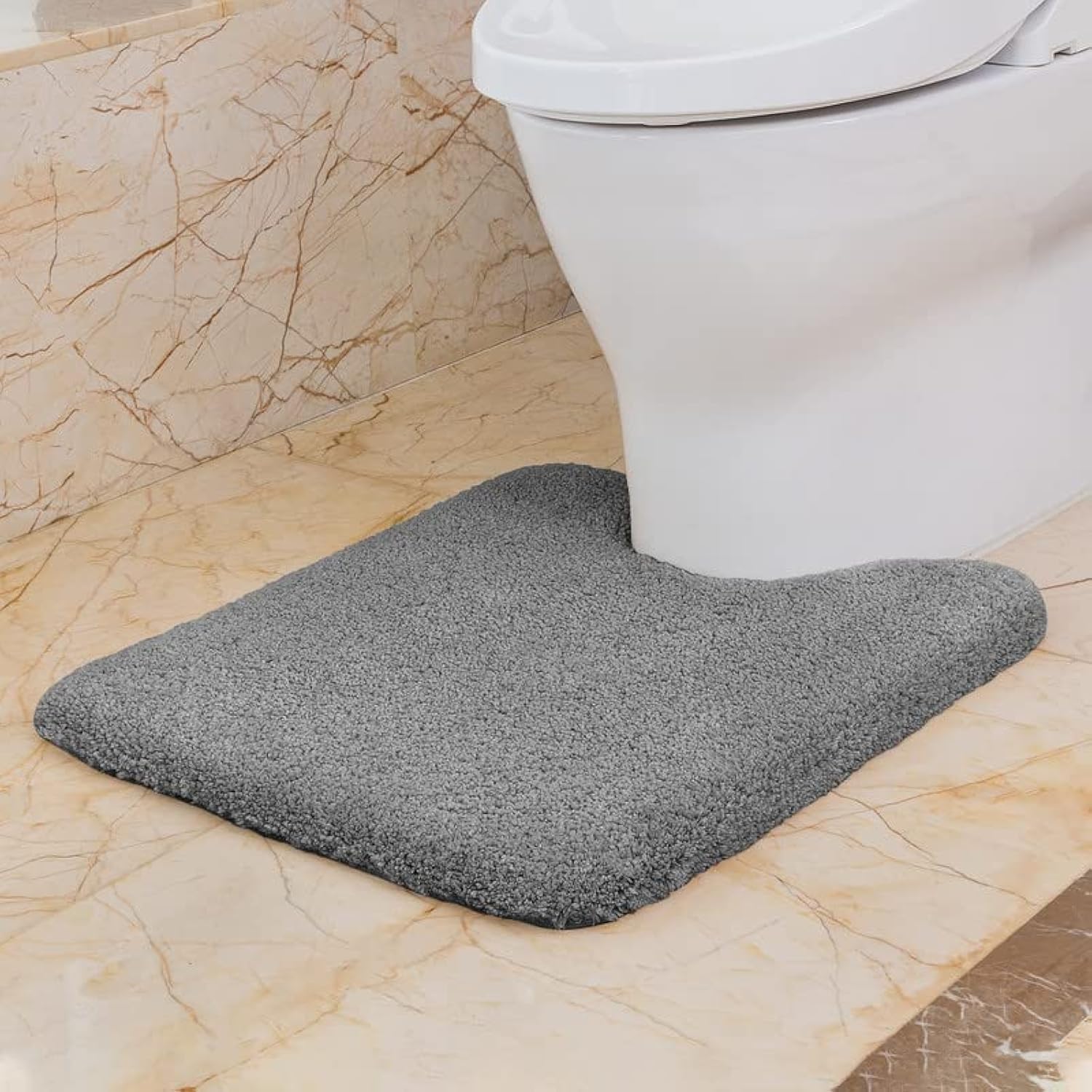 VANZAVANZU Toilet Rugs for Bathroom U Shaped, Contour Bath Rugs for Toilet Bath Mats for Bathroom Non Slip Extra Soft Absorbant Microfiber Shaggy