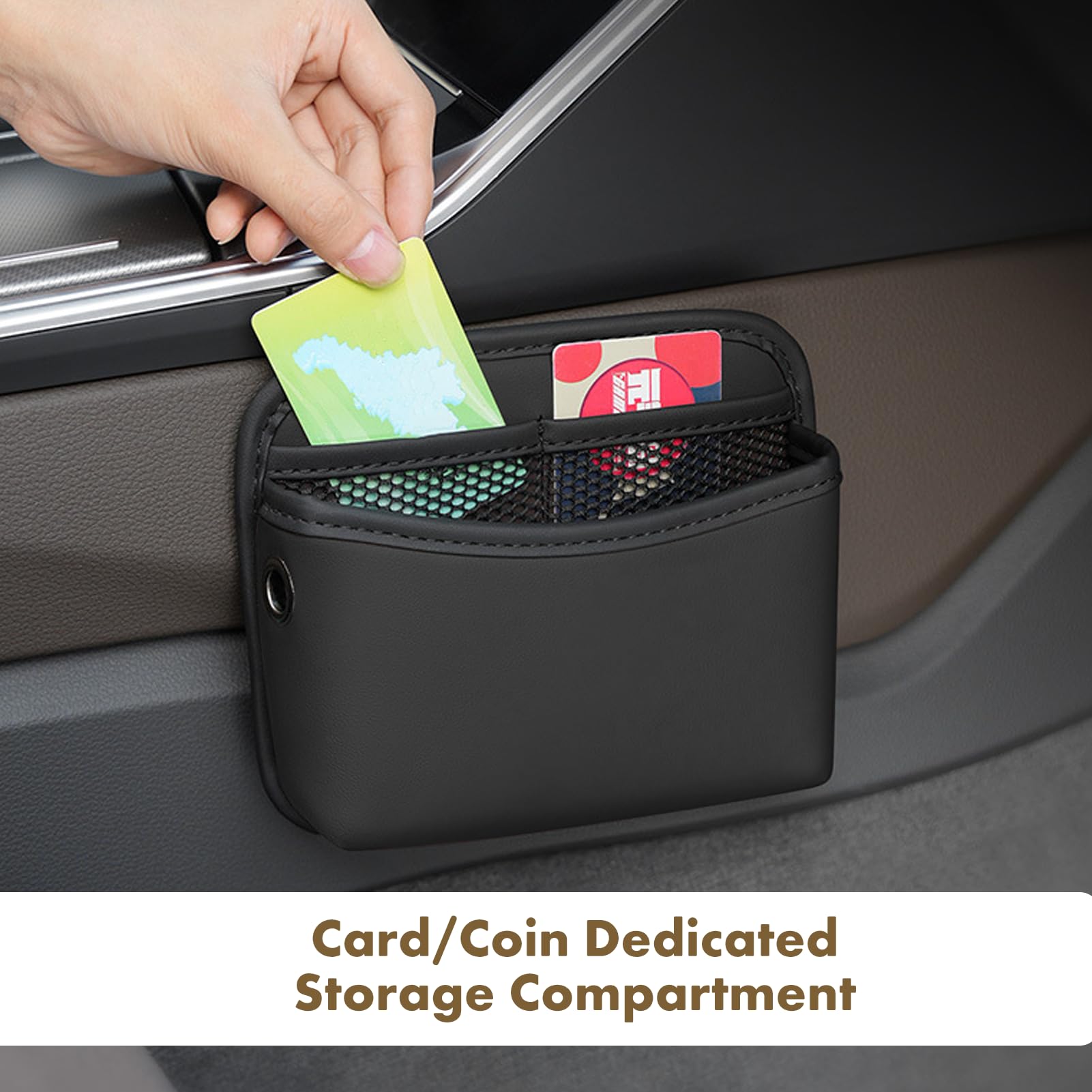 Organisateur de poche latérale de voiture,Mini-Organisateur en Cuir Organisateur Voiture Cuir PU, Pochette Latérale de Rangement pour Auto,pour Téléphone Clés Documents
