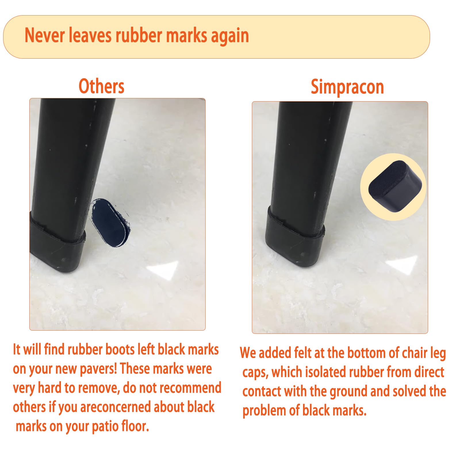 Tapones Ovales para Patas de Silla con Fieltro Protectores Suelo Madera