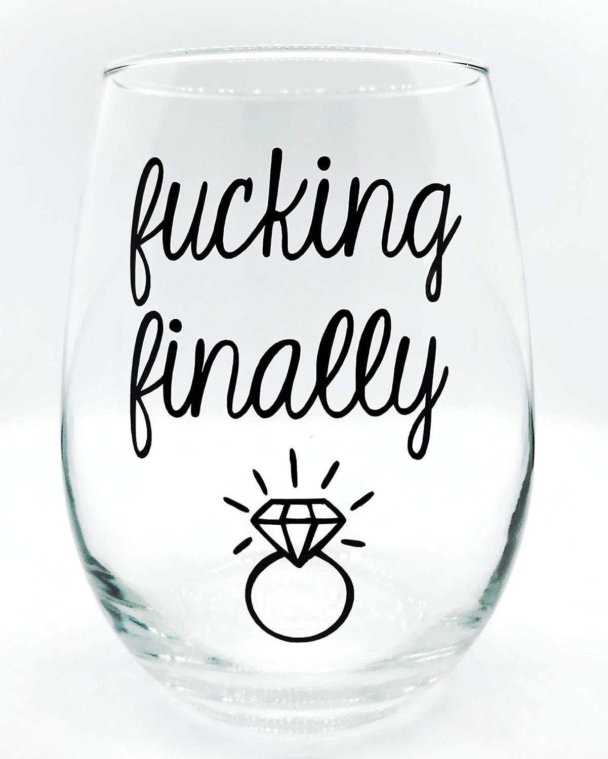 Fucking Finally™ - Finally Engaged Present - Funny Took Forever Proposed Engagement Gift - Large 21oz Stemless Tumbler Glass