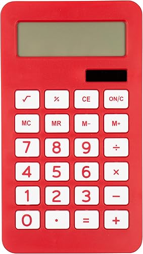 JAM PAPER Calculadora de escritorio - Pantalla LCD de 10 dígitos - 3 34 x 6 34 pulgadas - Rojo - Se vende individualmente
