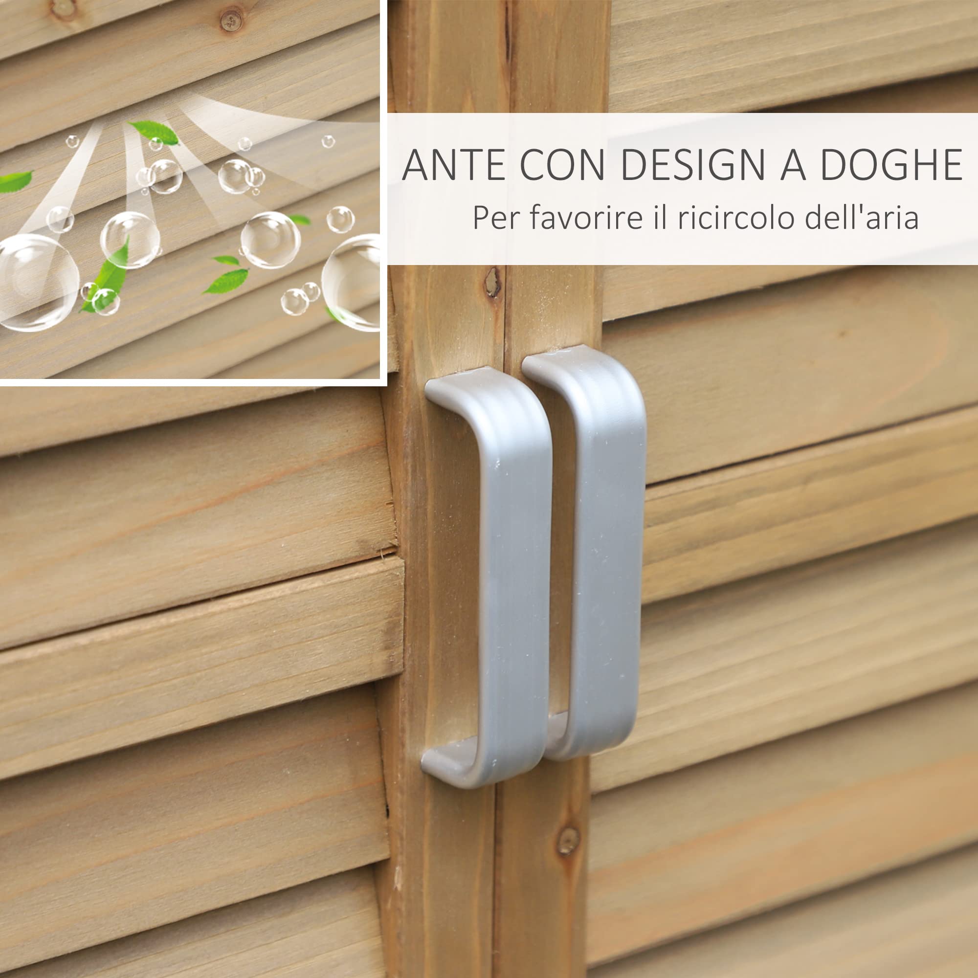 Outsunny Armadio da Esterno Casetta da Giardino Legno Abete Capanno Attrezzi Tetto Bitume Impermeabile 87x46.5x96.5cm