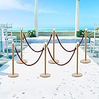 Vista 6 de Gdrasuya10 Juego de 6 puntales para postes de cola de poste de cola de 5 pies, cuerdas de terciopelo rojo, barrera de control de multitudes