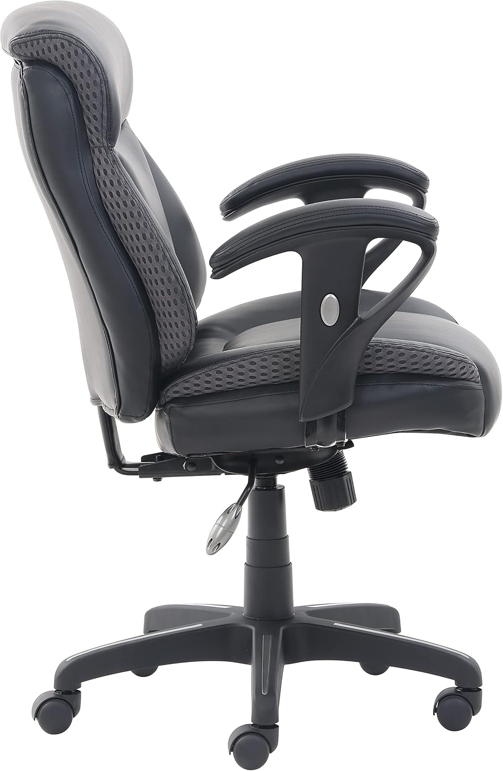 Movian Office Chair side view with adjustable armrest