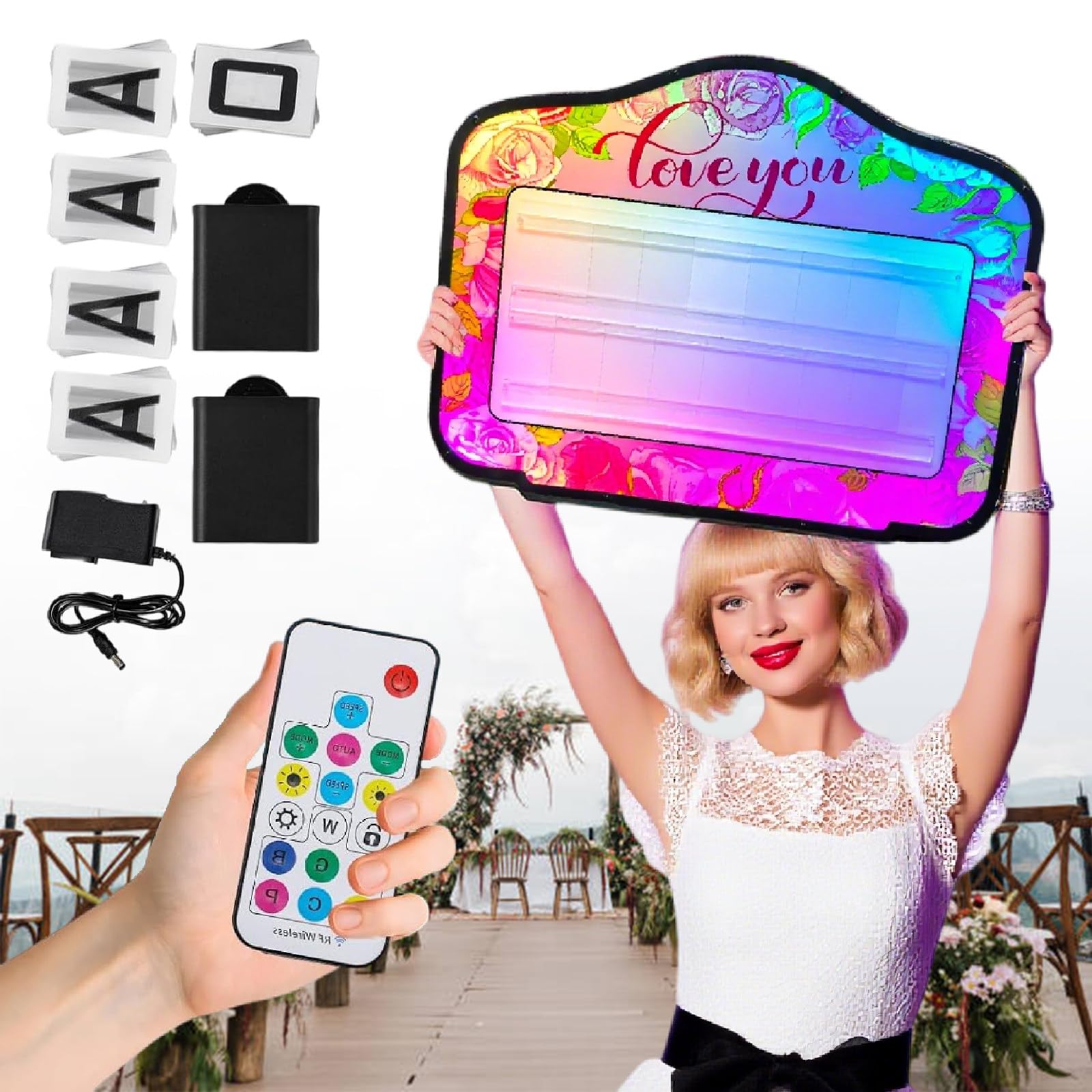 Presentador de Botellas con Letras LED VIP, Señal de Servicio de Botella VIP de Mano, Luces de Display de Colores con 4 Juegos de Letras y 1 Juego de Números para Club Nocturno